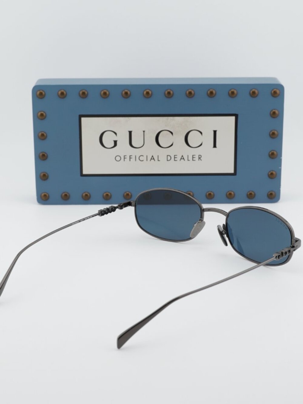 Gucci GG1940S 001 Rectangle Sunglasses - Ruthenium / Blue - Picture 9 of 10
